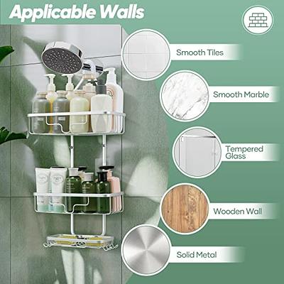 Rustproof Hanging Wood Shower Caddy - 2 Tier Waterproof and