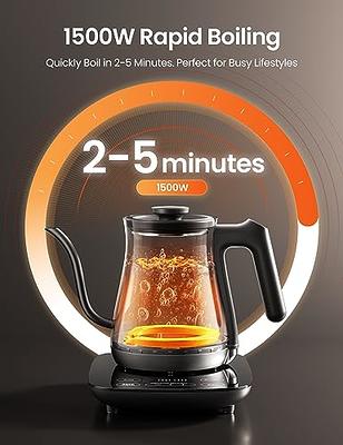 COMFEE' Gooseneck Electric Kettle with Temperature Control, 3 Variable  Presets, 100% Stainless Steel, 1500 Watt Powerful Quick Heating Portable Hot  Water Kettle for Pour Over Coffee and Tea, 0.6L - Yahoo Shopping