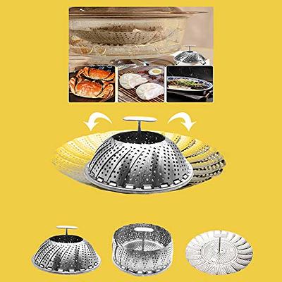 Vegetable Folding Steamer Basket , Metal Stainless Steel Steamer Basket  Insert, Collapsible Steamer Baskets for Cooking Food, Expandable Fit  Various