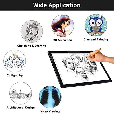  A4 Wireless Battery Powered Light Pad, TOHETO Tracing Light Box  Dimmable Brightness Rechargeable LED Light Board Portable Cordless Copy  Board for Artist Drawing Sketching X-ray Viewing