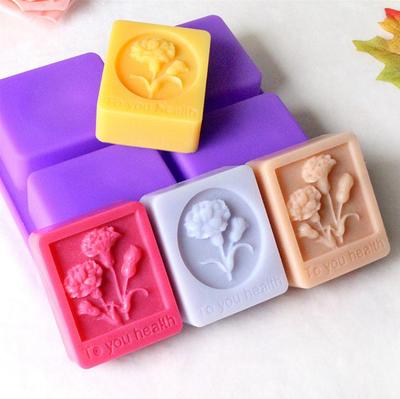 Silicone Carnation Soap Mold Handmade Square Lotion Bar Making