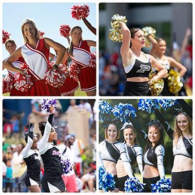 Cheerleader Girl Dancing with Pompons on Sport Event Competition