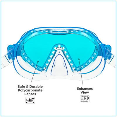 U.S. Divers Toucan Jr Kids Snorkeling Mask Ages 6+ Easy Adjust Fabric Strap  (Blue) 