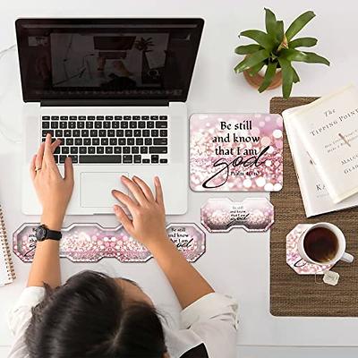  Keyboard Mouse Pad Set,Desk Pad + Keyboard Wrist Rest  Support+Wrist Rest, Easy Typing Pain Relief,4Pcs