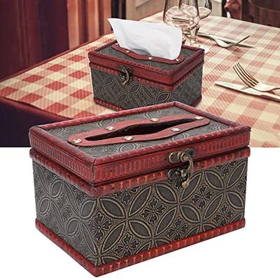 Pu Leather Tissue Box Holder, Wood Facial Tissue Holder