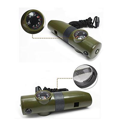 Green - 7-In-1 Survival Whistle with LED Flashlight and Compass