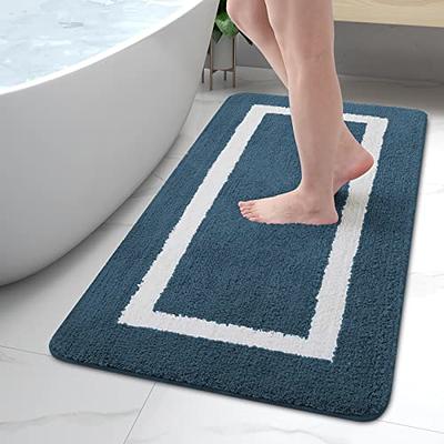 DEXI Bath Mat Bathroom Rug Non Slip Absorbent and Soft Floor Mats Washable  Chenille for Bathtub Toilet Shower Room Entryway,16x24Light Blue