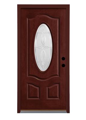 Therma-Tru Longford 36-in x 80-in Fiberglass Oval Lite Left-Hand Inswing  Mulberry Stained Prehung Single Front Door with Brickmould Insulating Core  - Yahoo Shopping