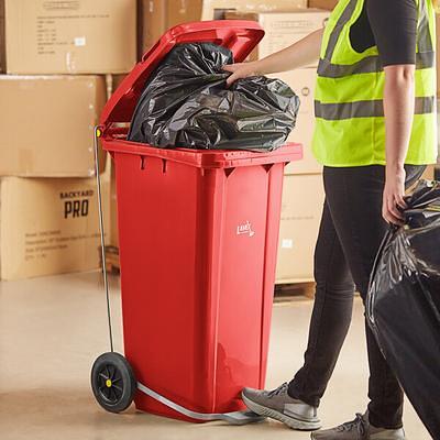 Lavex 50 Gallon Green Wheeled Rectangular Trash Can with Lid