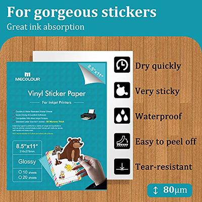 Sticker Paper Printable Vinyl for Inkjet Printer, 60 Sheets Glossy Self- Adhesive Waterproof Quick-Drying Tear-Resistant Sticker Printer Paper  8.5x11 Inches - Yahoo Shopping