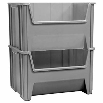 SHELVING UNITS w/STACKABLE STORAGE BINS, Bin Gray, No. Bins: 6 6, Bin Size:  17-1/2 x 10-7/8 x 12-1/2 17-1/2 x 16-1/2 x 12-1/2