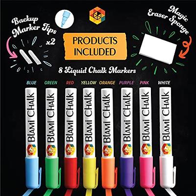 Vibrant Chalk Markers Set of 8 Erasable, Non-toxic, Reversible Tips  Water-based for Glass or Chalkboard Liquid Chalk 6mm 