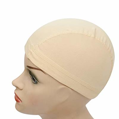 YANTAISIYU 2 Pcs/Lot Black Dome Cap Wig Cap for Making Wigs Stretchable Hairnets with Wide Elastic Band (Dome Cap L)