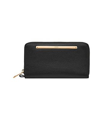 Ladies Leather Zip-Clutch Wallet from the Gala Collection - Black