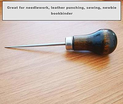 2 PCS Gourd Shape Wooden Handle Scratch Awl for Leather Hole Punch