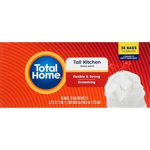 Nicole Home Collection Tall Kitchen Drawstring EXTRA STRONG white Trash  Bags 13 gal