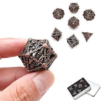 MS hong Hollow D&D Metal Dice Set,7 Pieces Skull Halloween DND