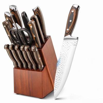 Farberware 22-Piece Never Needs Sharpening Triple Rivet High-Carbon Stainless Steel Knife Block and Kitchen Tool Set, Black