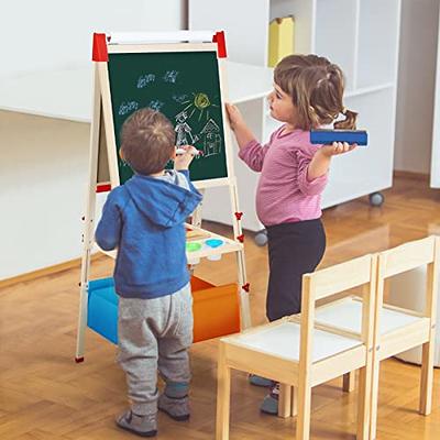 Kids Easel Wooden Art Easel with Drawing Paper Roll-Sided Whiteboard &  Chalkboard Adjustable Standing Dry Erase Easel with Painting Supplies for  Boys Girls Toddlers - Yahoo Shopping