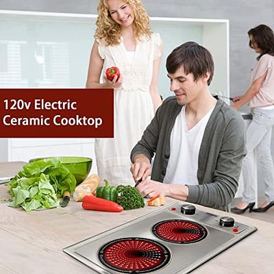 Electric Cooktop 12 Inch,Single Burner Plug in Portable 110V Electric  Cooktop, Countertop Ceramic Stove Top with Power Levels and Overheat  Protection