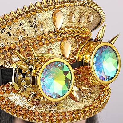 GRACEART Women's Burning Man Sequin Hat Mucis Festival Military Captain Hats  Steampunk Caps with Goggles - Yahoo Shopping