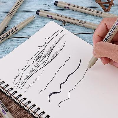YiSan Set of 12 Micro-Pens, Fineliner Ink Pens, Black Drawing Pen, Pigment  Pen, Waterproof,Great for Artist Illustration