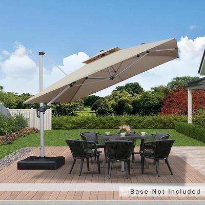  wikiwiki 10' X 13' Cantilever Patio Umbrella Outdoor Rectangle  Offset Umbrella w/ 36 Month Fade Resistance Recycled Fabric, 6-Level  360°Rotation Aluminum Pole for Deck Pool, Beige : Patio, Lawn & Garden
