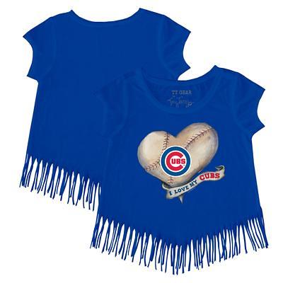 Chicago Cubs Tiny Turnip Infant I Love Mom Raglan 3/4 Sleeve T-Shirt -  White/Royal