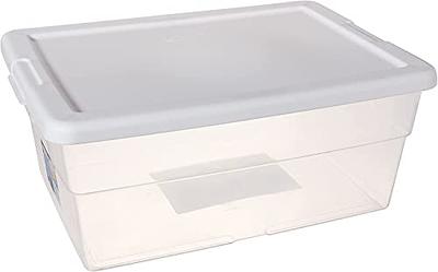 Sterilite 16428012 Storage Box with White Lid, 16 qt (Pack of 12)