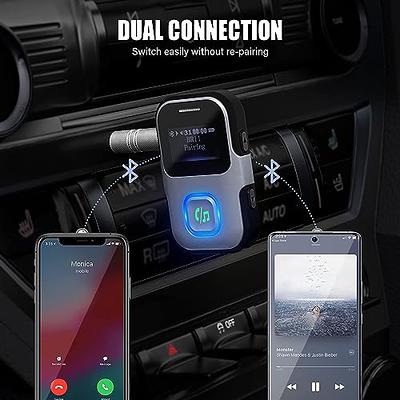  COMSOON Bluetooth Receiver for Car, Noise Cancelling 3.5mm AUX  Bluetooth Car Adapter, Wireless Audio Receiver for Home Stereo/Wired  Headphones, Hands-Free Call, 16H Battery Life - Black+Silver : Electronics