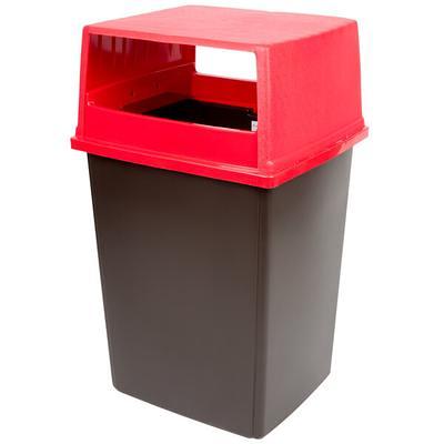 Lavex Red Slim Rectangular Trash Can Drop Shot Lid