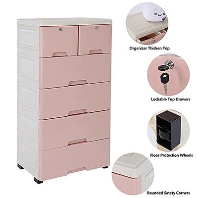 Plastic Drawers Dresser,Storage Cabinet with 6 Drawers,Closet Drawers Tall  Dresser Organizer for Clothes,Playroom,Bedroom Furniture,Stackable Vertical