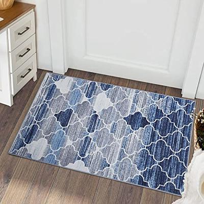 Lahome Vintage Small Rug- 2x3 Entryway Rugs Indoor Ultra-Thin Soft Kitchen  Rug Non-Slip Door Mat Indoor Entrance Geometric Distressed Throw Carpet