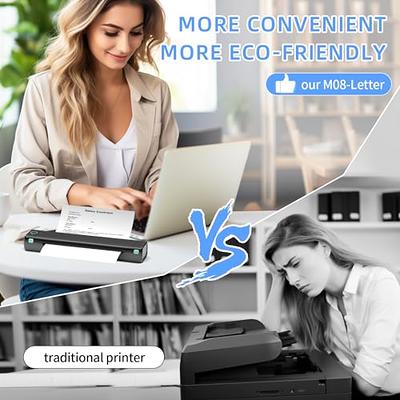 JADENS Portable Printers Wireless for Travel, Support 8.5 X 11 US Letter,  Bluetooth Thermal Printer Compatible with iOS, Android & Laptop, Inkless