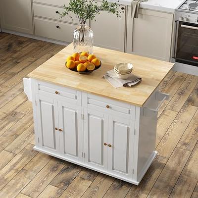 SUNLEI Kitchen Island on Wheels with Storage Cabinet & Drawer, 23.8 Width  Rolling Kitchen Table, Cart Handle for Towel Rack or Free Mobility