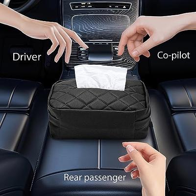 Tecfino Car Tissue Holder, PU Leather Tissue Box Cover Rectangular