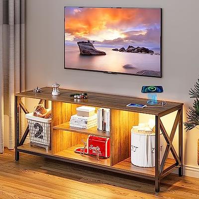 FOMNEY LED TV Stand with Wireless/USB/Type-C Charging Station,  Entertainment Center with Auto LED Lights, Television Stands for 65+ Inch  TV, TV Cabinet with Adjustable Legs for Living Room(Brown) - Yahoo Shopping