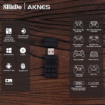 8BitDo USB Wireless Bluetooth Adapter 2 for PC Mac Raspberry Pi Nintendo  Switch Steam Deck Support PS5 Xbox JoyCon Controller