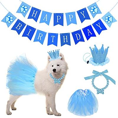 DLLY Dog Birthday Party Supplies with Birthday Banner Pull Flag, Crown Cap,  Pearl Necklace, Pet Tutu Skirt, Suitable for Small and Medium Dogs, Cats  Cute Birthday Outfit (Blue) - Yahoo Shopping