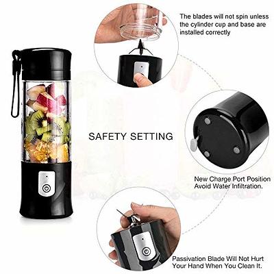 Portable Blender, Type-C Rechargeable Travel Juicer Cup Electric Mini Personal  Size Blenders for Smoothies and Shakes Fruit Juice Mixer with 6 Updated  Blades for Travel Sports Kitchen