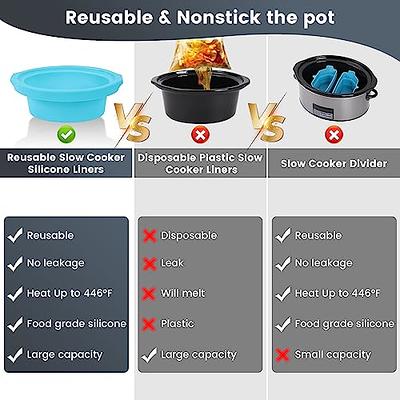 2 Pack Silicone Slow Cooker Liners fit 6-8 QT Crockpot,  Reusable/Heat-resistant/Leakproof/Portable Crock Pot Liners, BPA Free,  Dishwasher Safe Slow