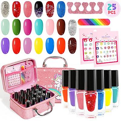  Kids Nail Polish Set for Girls - Nail Art Kit for kids Ages  7-12 - Girl Gifts - Non Toxic Nail Polish,Girls stuff for  Spa,Makeup,Manicure,Birthday Gifts for Girl Age 6