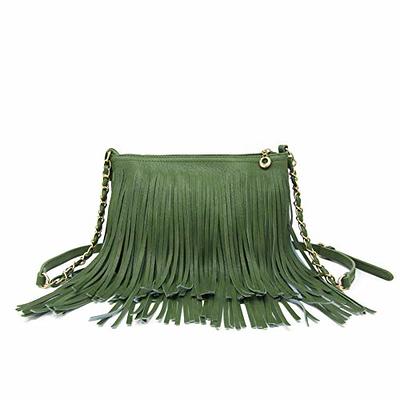 Solene Fringe Crossbody Shoulder Bag with Strap, Tassel Messenger Bag, Country Style Western Fringe Purse for Women