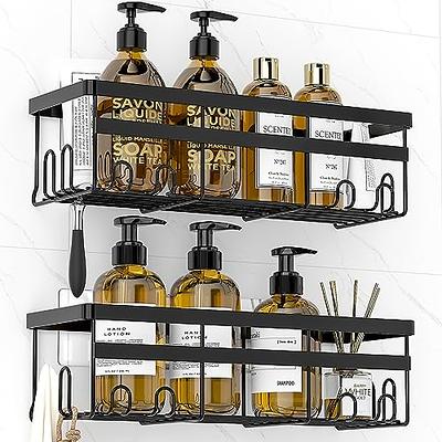 Shower Caddy Organizer, Black Shower Shelves, Adhesive Shampoo