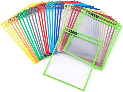 Pack of 30 Dry Erase Pockets with Ring, Size 10X13 Inches, Dry