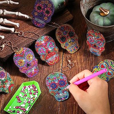 15 Pcs Halloween DIY 5D Diamond Painting Keychain Full Drill Making Key  Chains Key Ring Diamond Art Keychains Pendant DIY Diamond Decorative