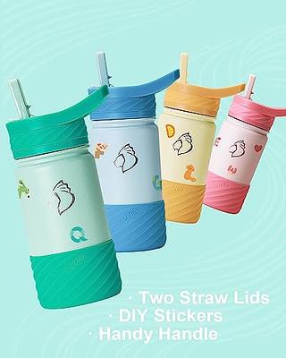  Kids Water Bottle with Straw Lid (2 Lids), BUZIO