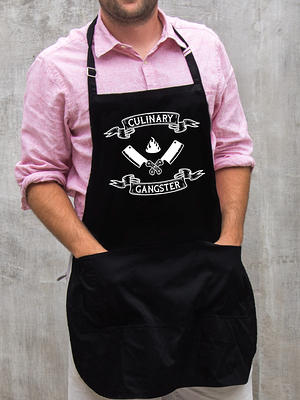 Chef Apron for Men and Women with Large Pockets , Canvas Cross Back Cotton Work Aprons,Size M to XXL, Black, Size: 26 x 30