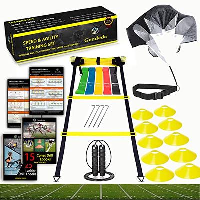 HiLeDiQJ Agility Ladder Training Set for Football Footwork, Speed Training, Resistance  Parachute for Stamina, Strength Exercise, 12 Disc Cones, 4 Steel Stakes,  5Pcs Resistance Bands, 1 Skipping Rope - Yahoo Shopping