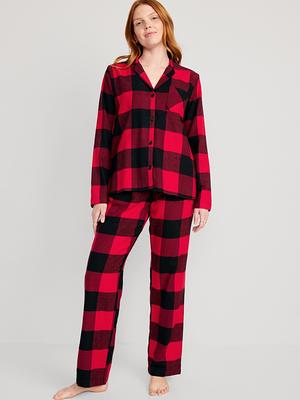 WDIRARA Men's Plaid Button Pajama Set